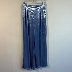 NWT Christian Lacroix Blue Velvet Wide Leg Pull On Pants Size S